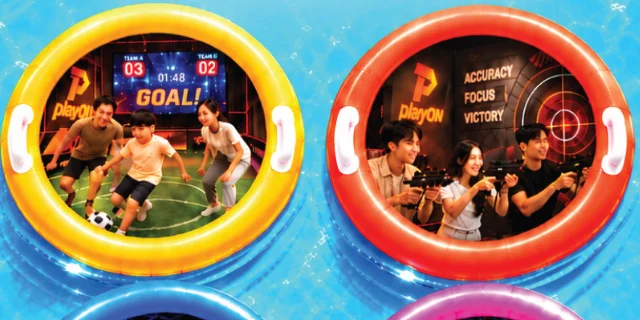 Families playing football and laser games at PLAYON